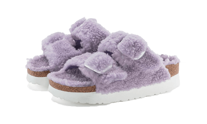 Birkenstock Arizona Big Buckle Shearling Purple Fog - Sneaker Request - Chaussures - Birkenstock